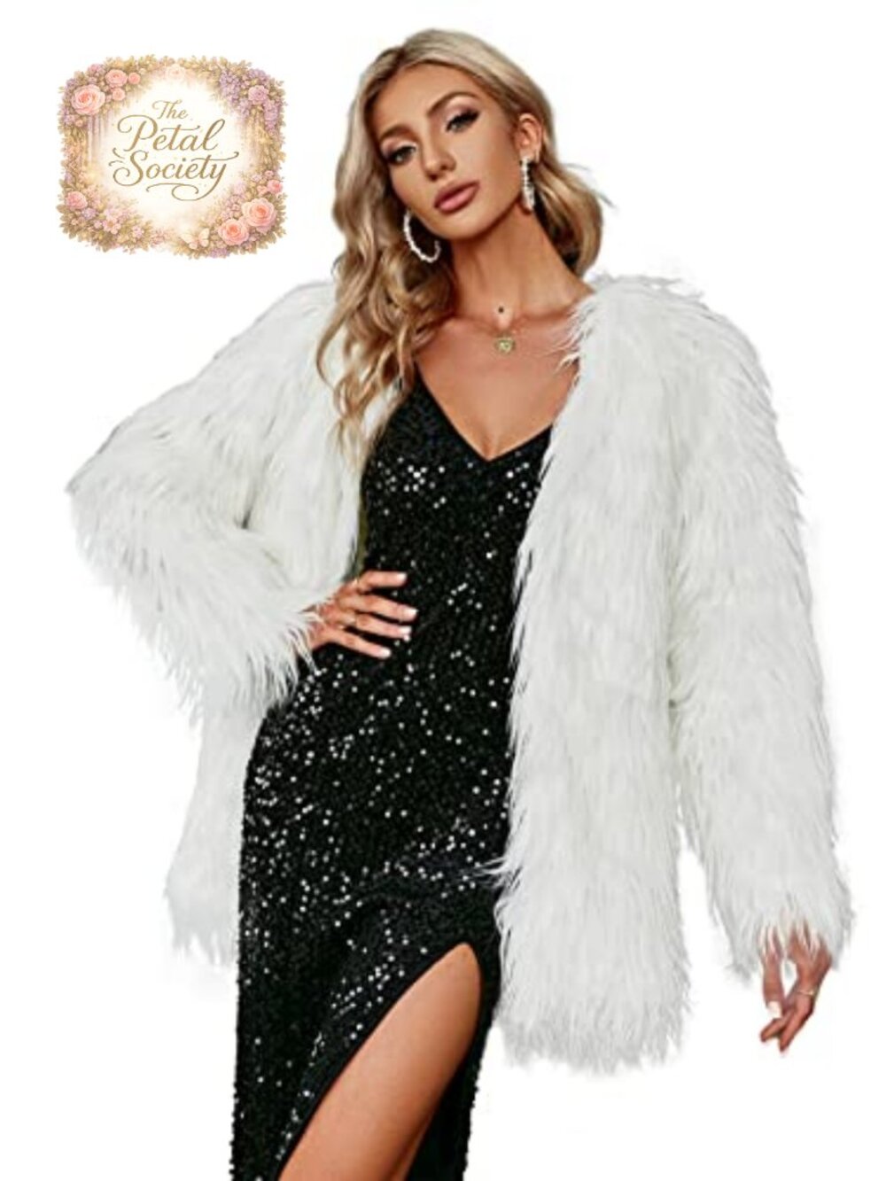 Faux Fur Fluffy Long Sleeve Winter Coat Warm Open Front Jacket